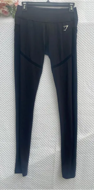 Gymshark Black Mesh Panel Leggings Women’s Small Athletic Workout Yoga Pants thumbnail 1