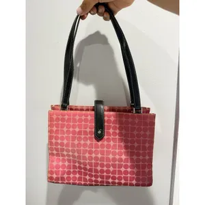 Kate Spade‎ Vintage Pink Logo Print Handbag Purse Black Trim 1 thumbnail 2