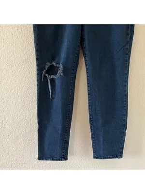 Old Navy O.G. Straight Jeans Size 14‎ Tall High Rise Distressed Dark Wash Denim thumbnail 9