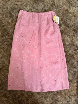NWT Linden Hill Tencel Lyocell Midi Skirt Soft Flowy Drawstring Pink Floral thumbnail 1