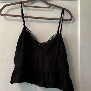 Black Lace Trim Cami Top thumbnail 1