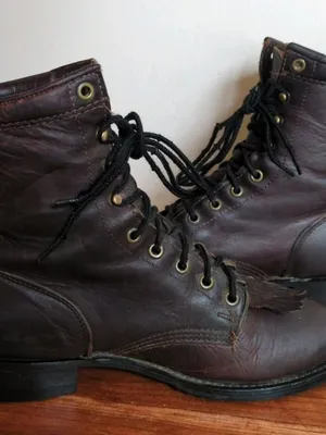 Double-H Women's Sz 8.5 Ladies Lacer Leather Work Boots Western Cowgirl 9300 thumbnail 9