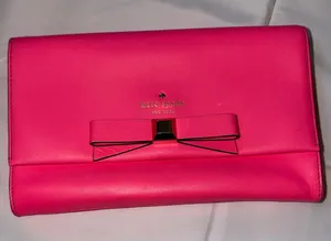 Kate Spade Vibrant Pink Clutch with Bow Accent thumbnail 1