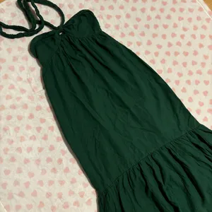 Aerie linen halter maxi dress forest green beach sundress Size Xsmall thumbnail 3