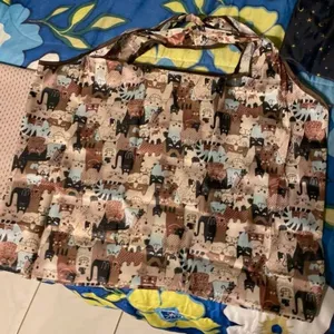 Cat Pattern Portable Reusable Shopping / Grocery Bag Brown thumbnail 7