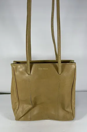 Nine West Vintage Shoulder Bag Tote Purse Tan Faux Leather Y2K Medium Double Str thumbnail 1