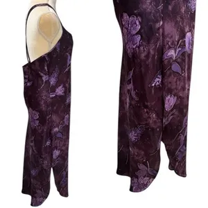 NEW Vintage California Dynasty Purple Floral Satin Dress Fairycore Feminine M thumbnail 4