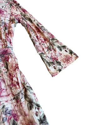 Posh Peanut Rose Print Robe Bumblebee Tie Waist Stretch Maternity Nursing Large thumbnail 13