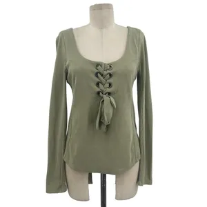 Free People Looking Back Lace-Up Top Sage Green Size Medium‎ thumbnail 3