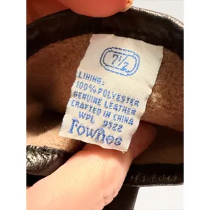 Fownes Black Genuine Leather Lined Gloves Women 7.5 Zigzag Stitch Detail thumbnail 5