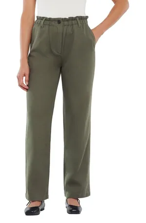 Gap Women Easy Twill Pant Olive Green Relaxed Fit‎ Breathable Cotton Lyocell S thumbnail 1