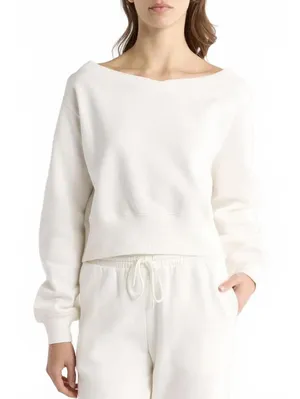 Abound V-Neck Crop Sweatshirt NWT Ivory XL thumbnail 1