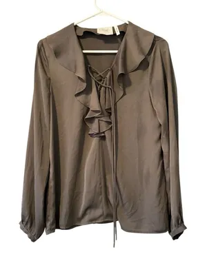 L’ACADEMIC Los‎ Angeles Brown Purplish Look Size Small Blouse Lightweight Career thumbnail 1