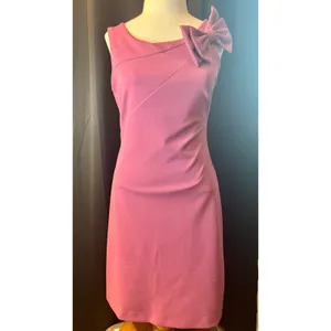 Betsey Johnson Pink Bow Shoulder Asymmetrical Sheath Dress Size 2 thumbnail 7