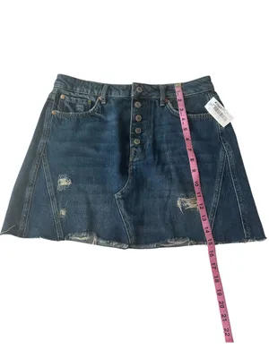 Free People "Harvey" Distressed Denim Mini Skirt thumbnail 5