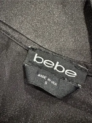 BEBE Vintage 2000s Y2k Made in USA Black Satin Cowl Neck Midi Dress | Size Small thumbnail 2