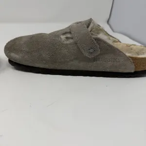 Birkenstock Boston Shearling Clogs Stone Coin Gray Suede Women Size 38 thumbnail 6