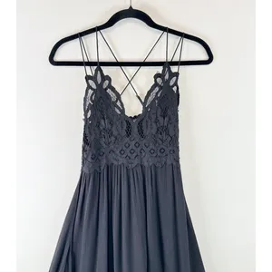 Free People Womens Dress Black Adella Mini Slip Strappy V Neck Flowy Fairy Small thumbnail 6