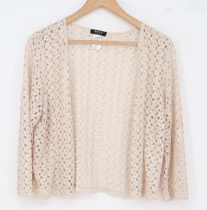 Onyx Apparel Cardigan Womens M Beige Lace Open Front Shrug Excellent thumbnail 1
