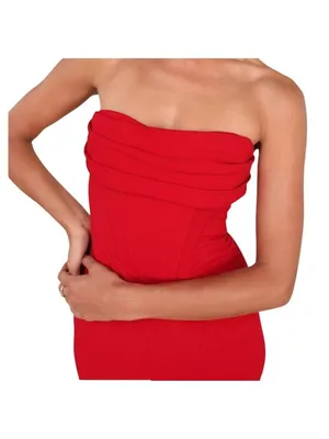 Lulus Red Strapless Corset Bodycon Mini Dress Draped Neckline Size S thumbnail 8