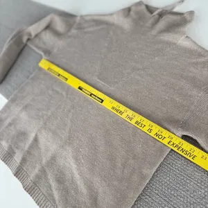 H by Halston Taupe Oatmeal Merino Wool Drawstring Mockneck Sweater Size Small thumbnail 7