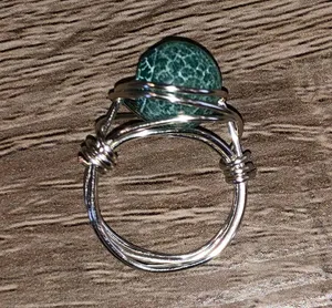 Handmade Wire Wrapped Stone Ring Silver thumbnail 3