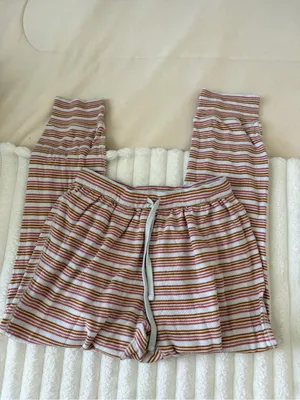 Madewell Pink and white Striped lounge Pants thumbnail 2