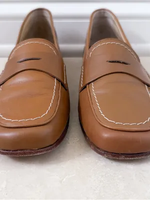 Coach Shari Nappa Camel Natural Tan Vacchetta Leather Slip On Penny Loafer 7.5 B thumbnail 4