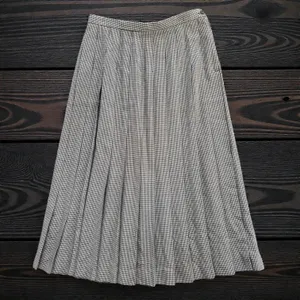 VTG Susan Bristol Black White Houndstooth Pleated Skirt Size 14 Preppy Academia thumbnail 1