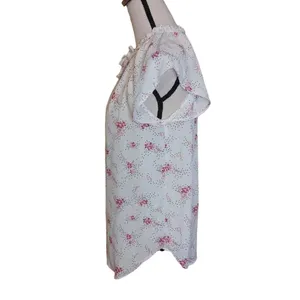 LOFT Size Medium M Sheer Floral Polka Dot Light Pink Blouse Flowy kawaii Cute thumbnail 8