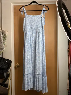 Lost + Wander Tie-Shoulder Smocked Midi Dress Size-Medium Coastal Cottagecore thumbnail 4