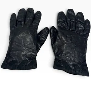 Italian Black Leather Suede Appliqué Gloves Cashmere Blend Lined 7.5 thumbnail 1