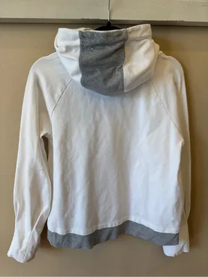 Eleventy Made In Italy hoodie white with gray trim‎ size small. Cotton. thumbnail 3