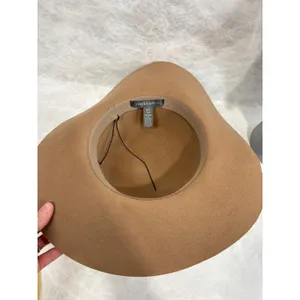 Vince Camuto Brown 100% Wool Floppy Wide Brim Hat with Gold Logo‎ Medallion OS thumbnail 6