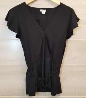 {4} J. Crew Poplin Flutter Sleeve Faux Wrap Top thumbnail 1