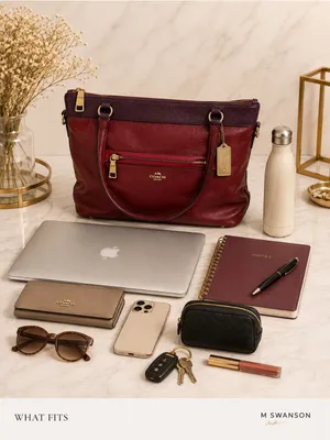 Coach Tyler Burgundy & Aubergine Leather Tote F57210 thumbnail 5