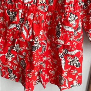 Farm Rio Anthropologie Long-Sleeve Printed Romper Red thumbnail 9