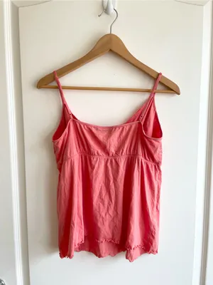 Vintage The Limited Y2K Cotton Babydoll Lace Tank Top Cami Lettuce Hem Size L thumbnail 2