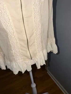 Free People 100% Cotton Cream Lace-Trim Bohemian Tunic thumbnail 8
