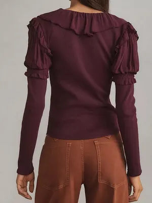 Anthropologie NWT‎ long Sleeve Ruffle Romantic Sweater thumbnail 2