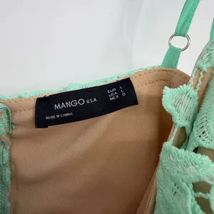 Mango‎ Lace Mini Dress Mint Green Spaghetti Strap Lined Size L thumbnail 5