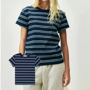 PARKE Holiday Striped T-Shirt Striped Tee in Snowflake Stripe Blue New thumbnail 2