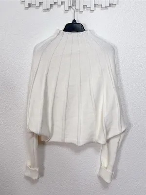 Miss Sparkling Ivory Ribbed Mock Neck Dolman Sleeve Sweater Size XL NWOT thumbnail 8