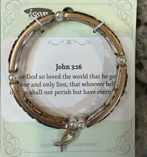 ICON Elegant Gold Tone Bracelet with Pearl Accents thumbnail 1