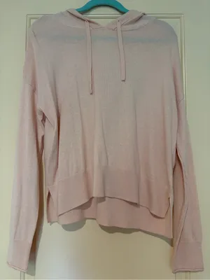 Lucky Brand Soft Blush Pink Knit Hoodie Pullover Size S thumbnail 1