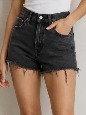 Madewell Black The Perfect Jean Shorts Frayed Hem High-Rise - 26 thumbnail 1