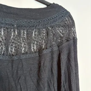 Free People Spring Valley Lace-Trim Top in Black thumbnail 3
