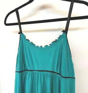 Y2K Babydoll Teal Mini Slip Dress Lolita Bows Ruffle Lingerie Kawaii Large thumbnail 2