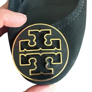 Tory Burch Maddie Suede Pumps Black Gold Logo Block Heel Size 9 thumbnail 11