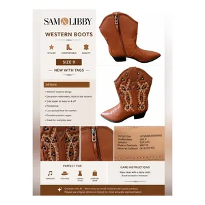 Sam & Libby Cowboy Boots Womens Size 9 Brown Western Embroidered Studded NWT thumbnail 12